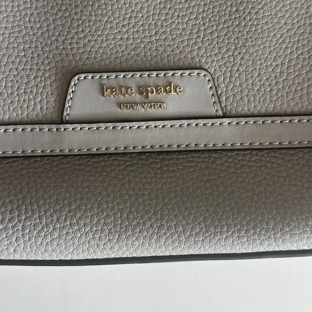 Kate Spade Hudson Convertible Shoulder Bag Womenns Platinum Gray Pebbled Leather